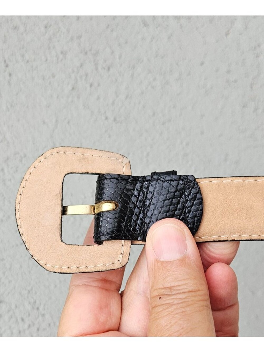 Vintage 80s Nordstrom Black Genuine Lizard Skin Belt Size S 23-27 - Picture 7 of 15